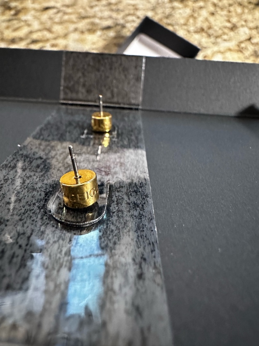 Kurt Geiger Gold Accent Black Crystal Stud Earrings - Picture 7 of 8